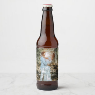 Personalised Wedding Portrait Modern Calligraphy Beer Bottle Label