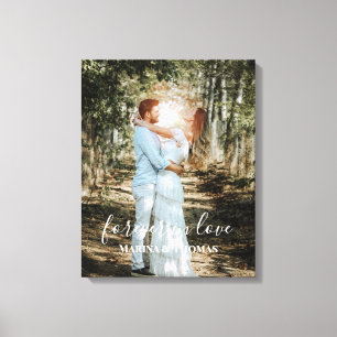 Personalised Wedding Portrait Modern Calligraphy Canvas Print