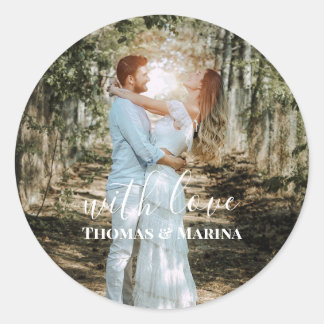 Personalised Wedding Portrait Modern Calligraphy Classic Round Sticker