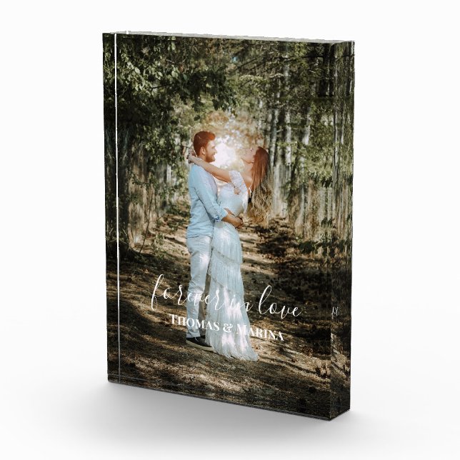 Personalised Wedding Portrait Modern Calligraphy Photo Block (Right)