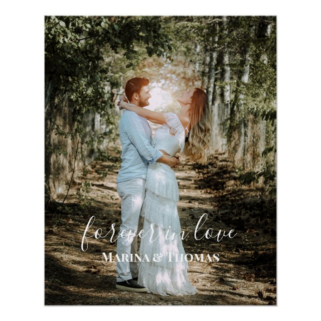 Personalised Wedding Portrait Modern Calligraphy Poster (Front)