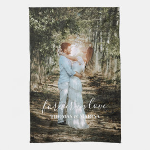 Personalised Wedding Portrait Modern Calligraphy Tea Towel