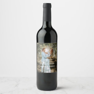Personalised Wedding Portrait Modern Calligraphy Wine Label
