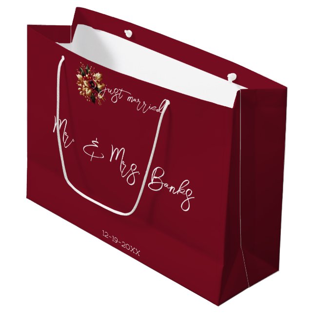Personalised Wedding Present Wrap | Bride & Groom  Large Gift Bag (Front Angled)