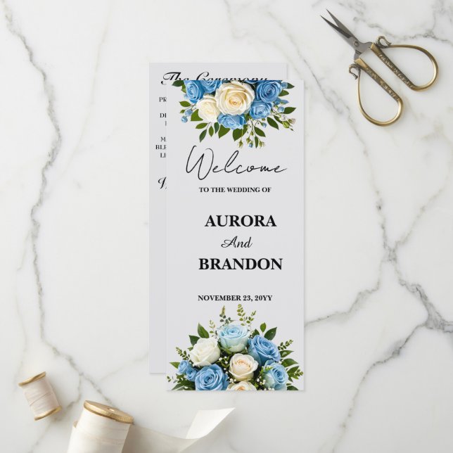 Personalised Wedding Program with Floral Design Programme (Front/Back In Situ)