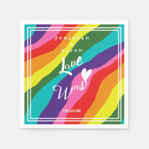 Personalised Wedding Rainbow Love Wins Napkin