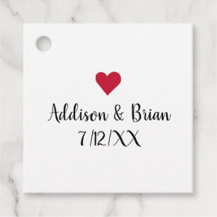 Personalised Wedding Red Heart Gift Tags