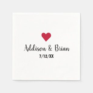 Personalised Wedding Red Heart Napkin