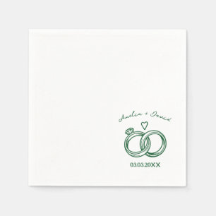 Personalised Wedding Ring Hand Drawn couple Napkin