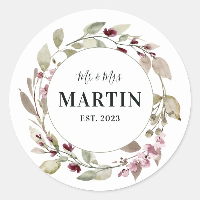 Personalised Wedding Round Stickers (Front)
