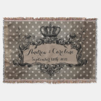 Personalised Wedding Royal Crown on Dots Throw