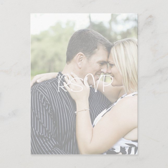 Personalised Wedding RSVP with photo Invitation Postcard (Front)
