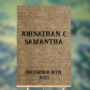 Personalised wedding rustic burlap nature pattern acrylic sign