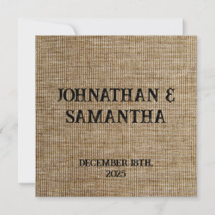 Personalised wedding rustic burlap nature pattern card