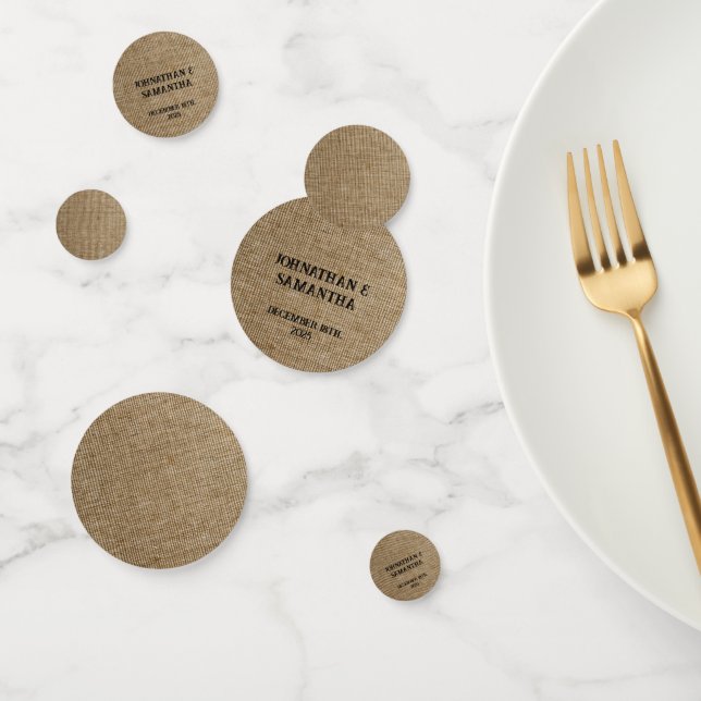 Personalised wedding rustic burlap nature pattern confetti (Group)