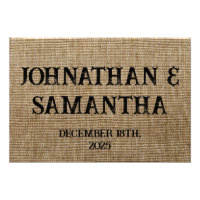 Personalised wedding rustic burlap nature pattern