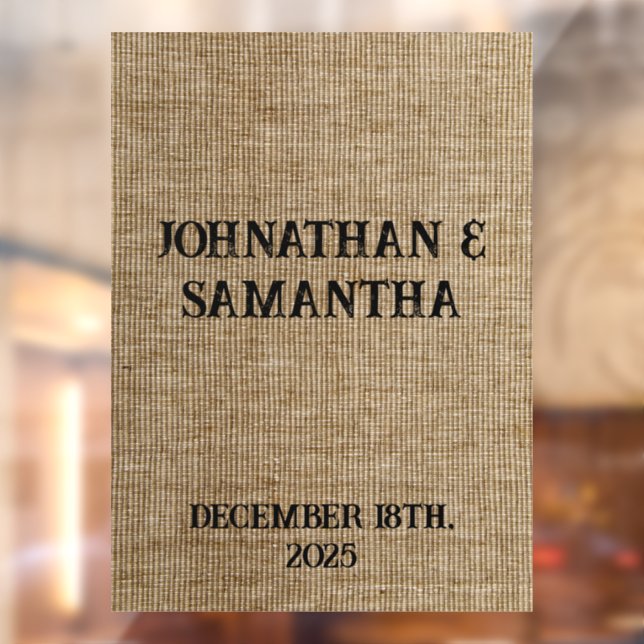 Personalised wedding rustic burlap nature pattern window cling (Sheet 2)