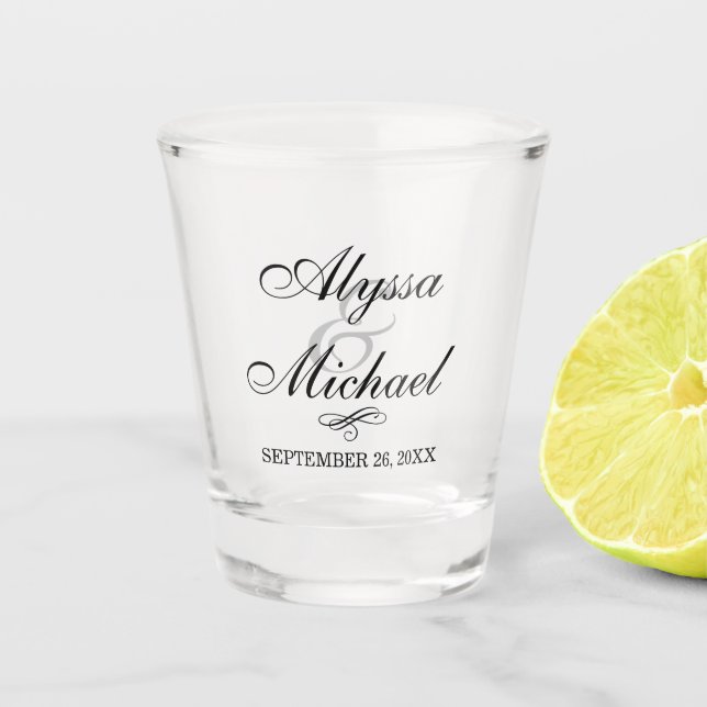 Personalised Wedding Shot Glass | Wedding Favours (Front)