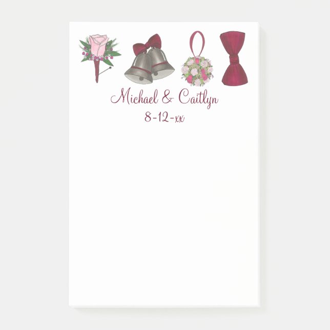 Personalised Wedding Shower Favour Post It Notes (Front)