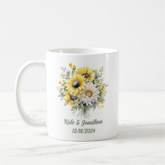 Personalised Wedding Shower Sunflowers Coffee Mug