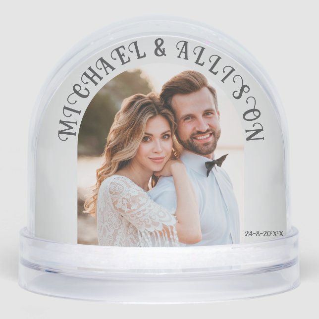 Personalised Wedding Snow Globe – 2 Photo Keepsake (Front)