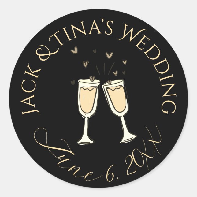 Personalised wedding stickers black (Front)