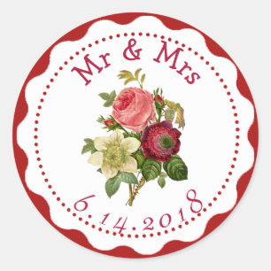 Personalised Wedding Stickers Floral Bouquet