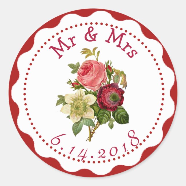 Personalised Wedding Stickers Floral Bouquet (Front)