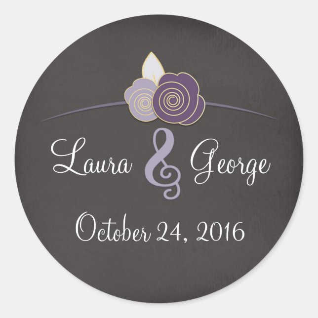 Personalised Wedding Stickers Plum Chalk Floral (Front)