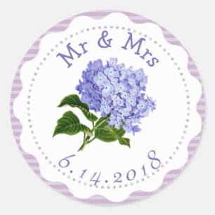 Personalised Wedding Stickers Purple Flowers