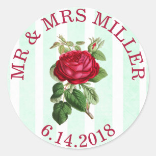 Personalised Wedding Stickers Red Rose