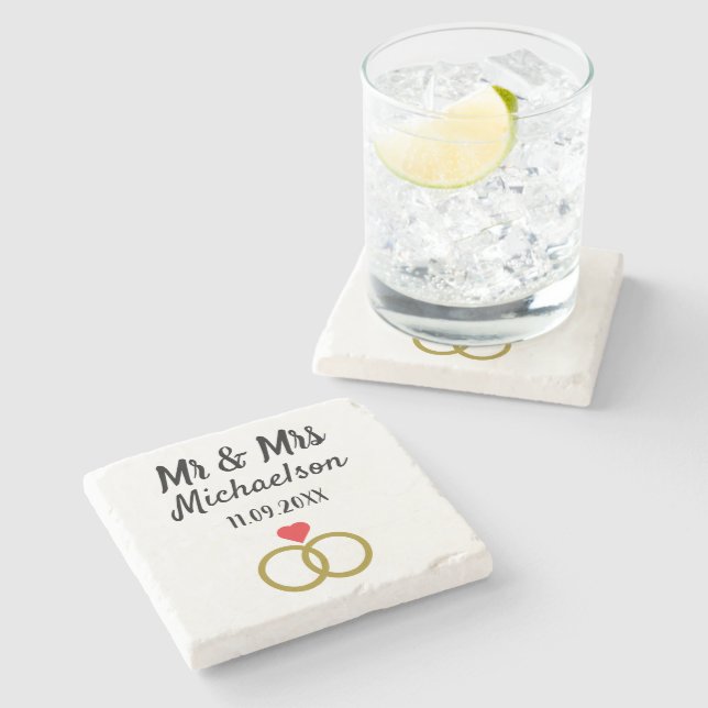 Personalised Wedding Stone Coaster (Side)