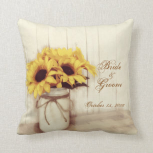 Personalised Wedding Sunflowers Mason Jar Pillow
