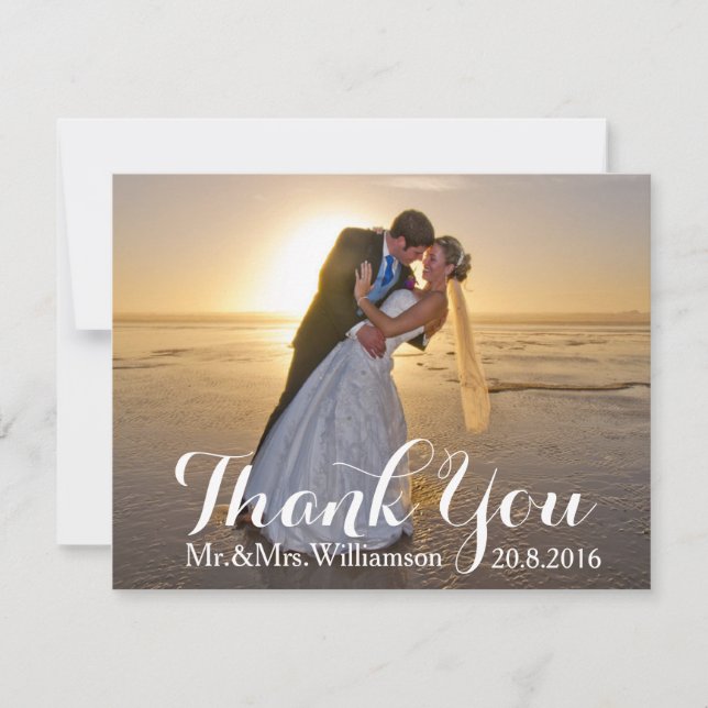 Personalised Wedding Thank You Card with Photo (Front)