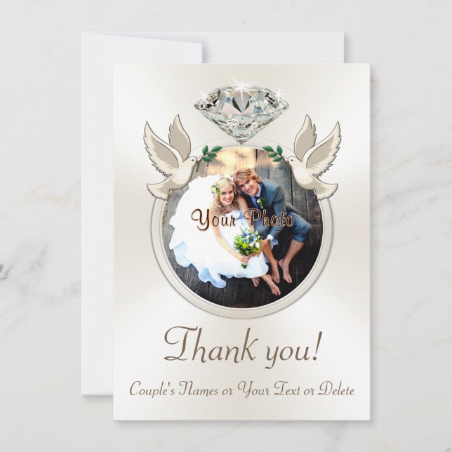 Personalised Wedding Thank You Cards with Photo (Front)