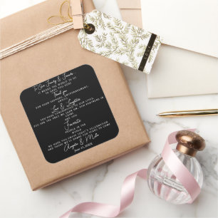 personalised wedding Thank you favour Elegant Whit Square Sticker