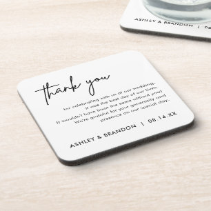 Personalised Wedding Thank You Favours  Coaster