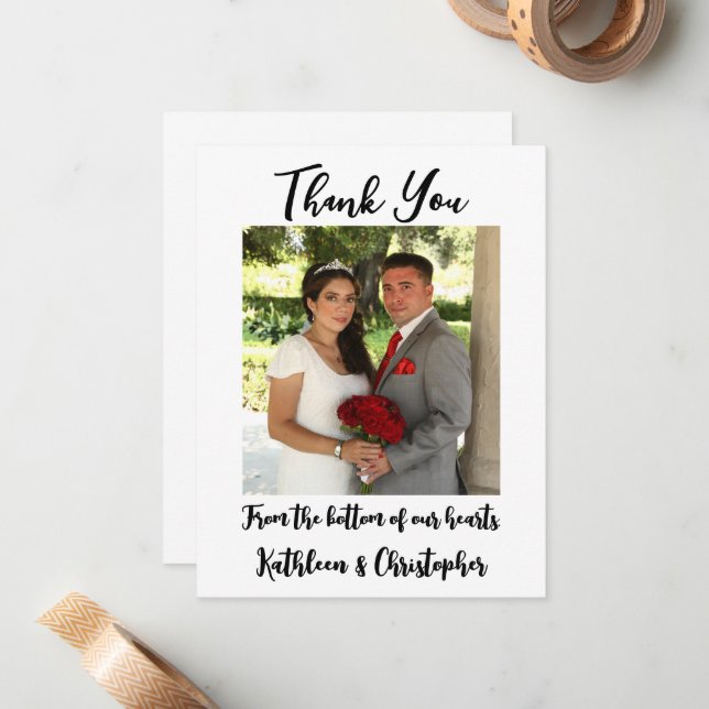 Personalised Wedding Thank You Note Cards (Front/Back In Situ)