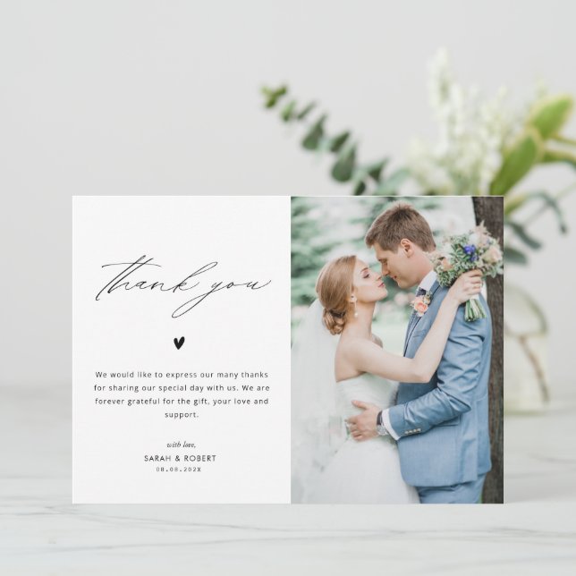 personalised wedding thank you photo card (Standing Front)