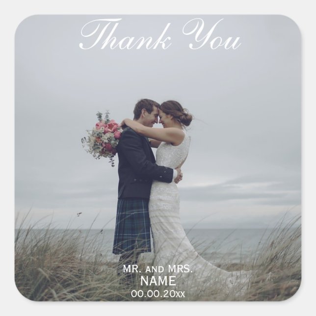 Personalised Wedding Thank You Sticker (Front)