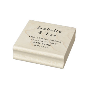 Personalised Wedding Themed Couple Names Address Rubber Stamp