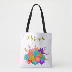 Personalised wedding tote bag with floral print