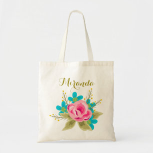 Personalised wedding tote bag with floral print