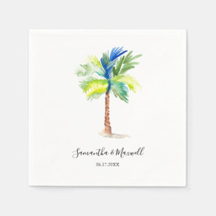 Personalised Wedding Tropical Palm Tree Napkin