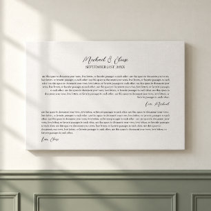 Personalised Wedding Vows Keepsake Canvas Print
