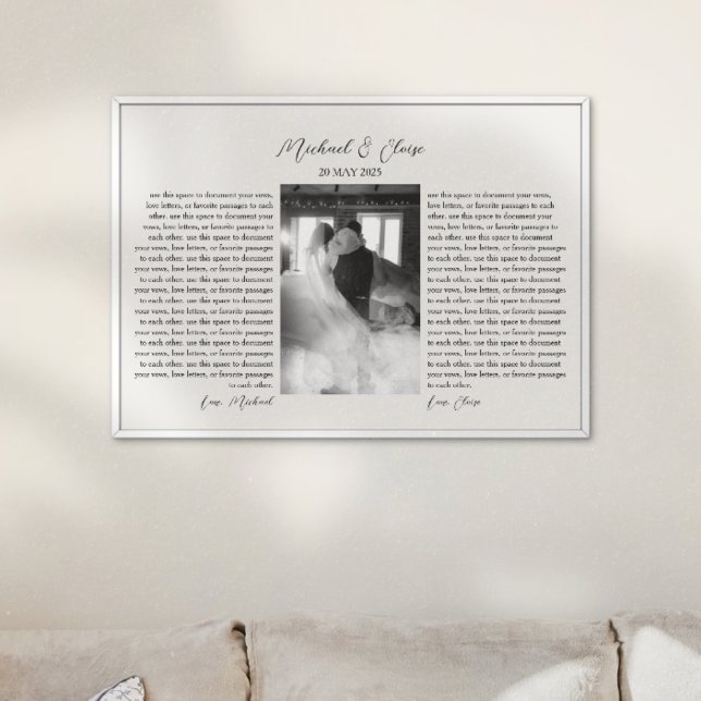Personalised Wedding Vows Photo Keepsake Print (Keep your wedding vows forever in a framed keepsake! )
