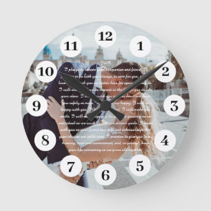 Personalised Wedding Vows Round Clock