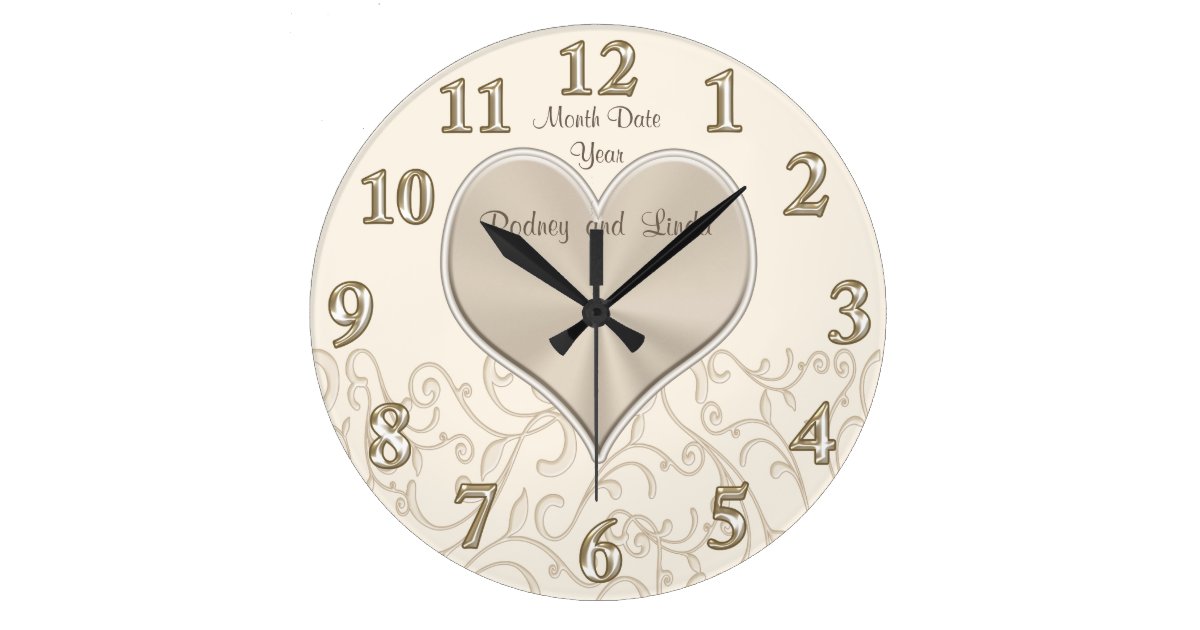 Personalised Wedding Wall Clocks or Anniversary Zazzle.co.uk