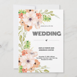 Personalised Wedding Watercolor Floral Invitation