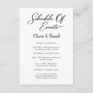 Personalised Wedding Weekend Itinerary Enclosure Card